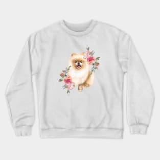 Cute Pomeranian Spitz Cream Puppy Dog Art Crewneck Sweatshirt